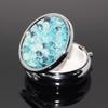 2PCS Round Mini Portabler Stainless Steel Pill Box Case Pocket 2 inches Medicine Tablet Holder Organizer Case for Purse -Compact 3 Compartment(Gradually Blue Fish Scale Pattern) view 1