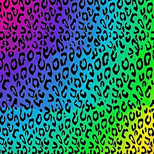 1/2 Sheet - Rainbow Cheetah Print Background - D24716-2D Edible Cake Cupcake Party Topper