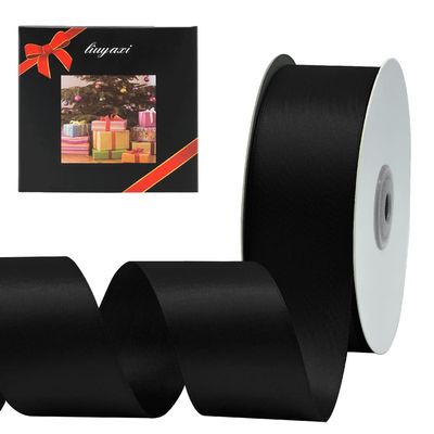LIUYAXI Black Double Face Satin Ribbon 1-1/2" X 50 Yards, Ribbons Perfect for Crafts, Gift Wrapping, Bow Making and More
