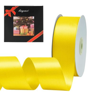 LIUYAXI Yellow Double Face Satin Ribbon 1-1/2" X 50 Yards, Ribbons Perfect for Crafts, Gift Wrapping, Bow Making and More