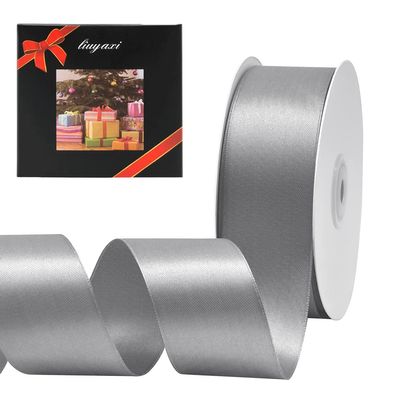 LIUYAXI Silver Double Face Satin Ribbon 1-1/2" X 50 Yards, Ribbons Perfect for Crafts, Gift Wrapping, Bow Making and More