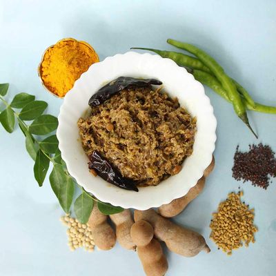 Brahmin - Green Tamarind Pickle Without Garlic (Made for Brahmins) Chinthakaya Thokku Aachar / (Home Made) (Small - 250 g)