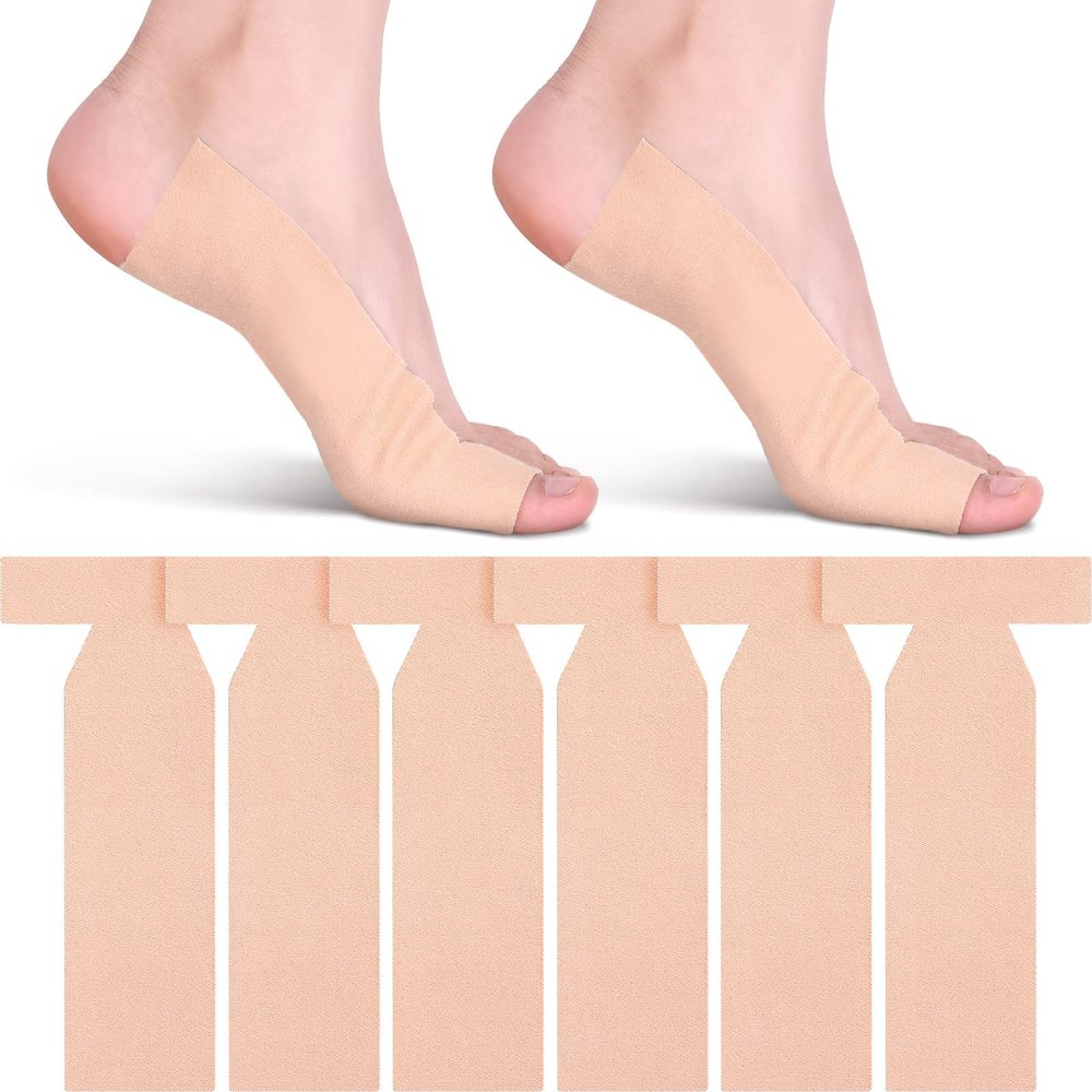16 Pieces T Shaped Big Toe Brace - Soft Adhesive Turf Toe Wrap Elastic Tape for Women Men