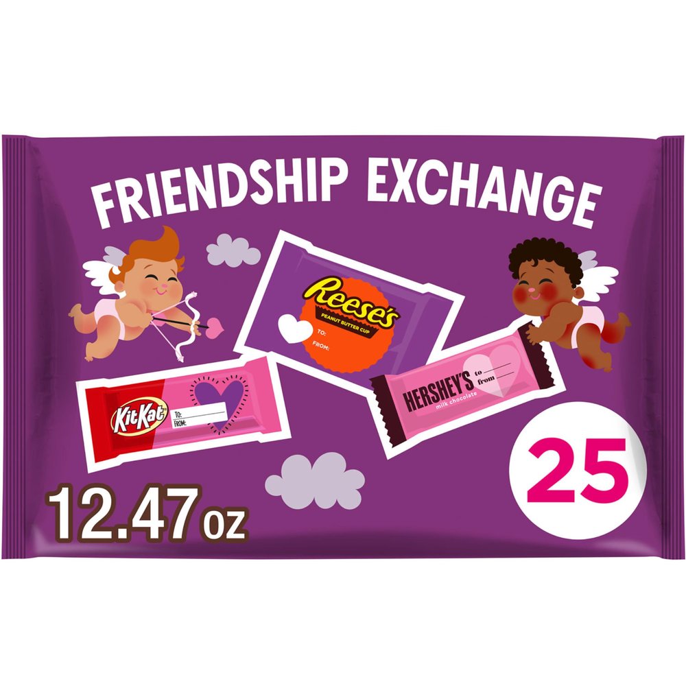 HERSHEY'S, KIT KAT and REESE'S Assorted Chocolate Snack Size, Valentine's Candy Bag, 12.47 oz (25 Pieces)