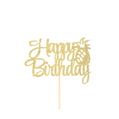 Atelier Elegance Happy Birthday Cake Topper, Pineapple Birthday Topper, Tropical Birthday, Aloha
