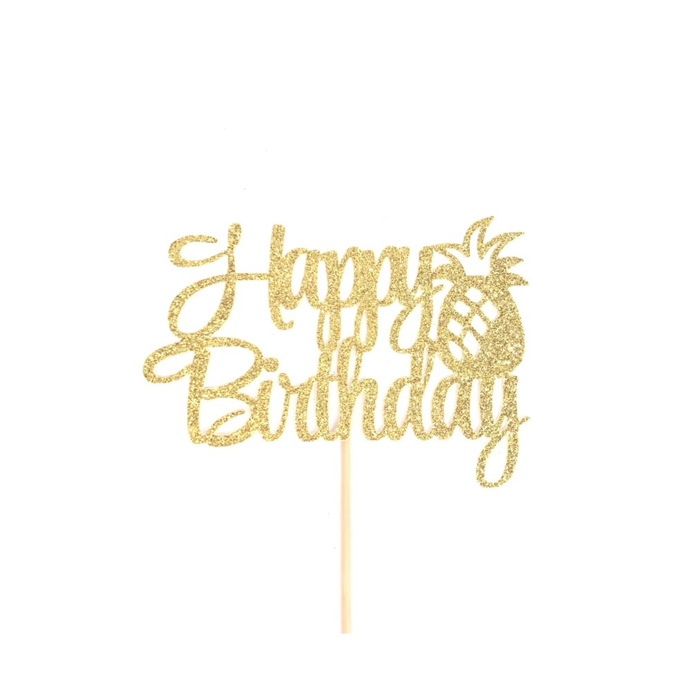 Atelier Elegance Happy Birthday Cake Topper, Pineapple Birthday Topper, Tropical Birthday, Aloha