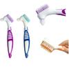 qiangXINGYai 3 Pcs Denture Cleaning Brush Portable Cleaning Brush False Teeth Brushes for Denture Care Denture Cleaner with Multi-Layered Soft Bristles and Dual Angled view 3