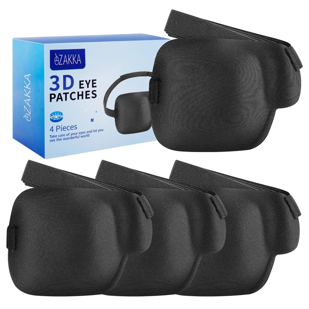 eZAKKA 3D Eye Patches for Adults Kids Right Eye, 4 Pieces Medical Eyepatch for Lazy Eyes Amblyopia Strabismus and After Surgery, Black (Right)