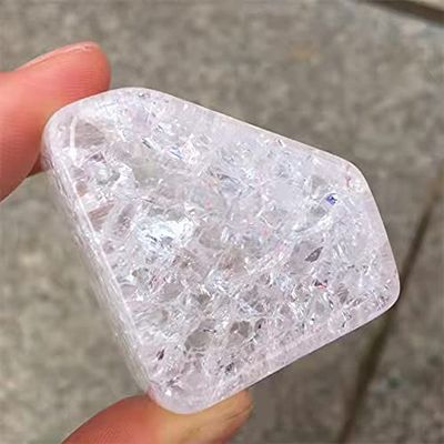 1pc Natural Polished Gemstone Tumbled Stone Natural Crack Clear Quartz Palm for feng Shui Decoration