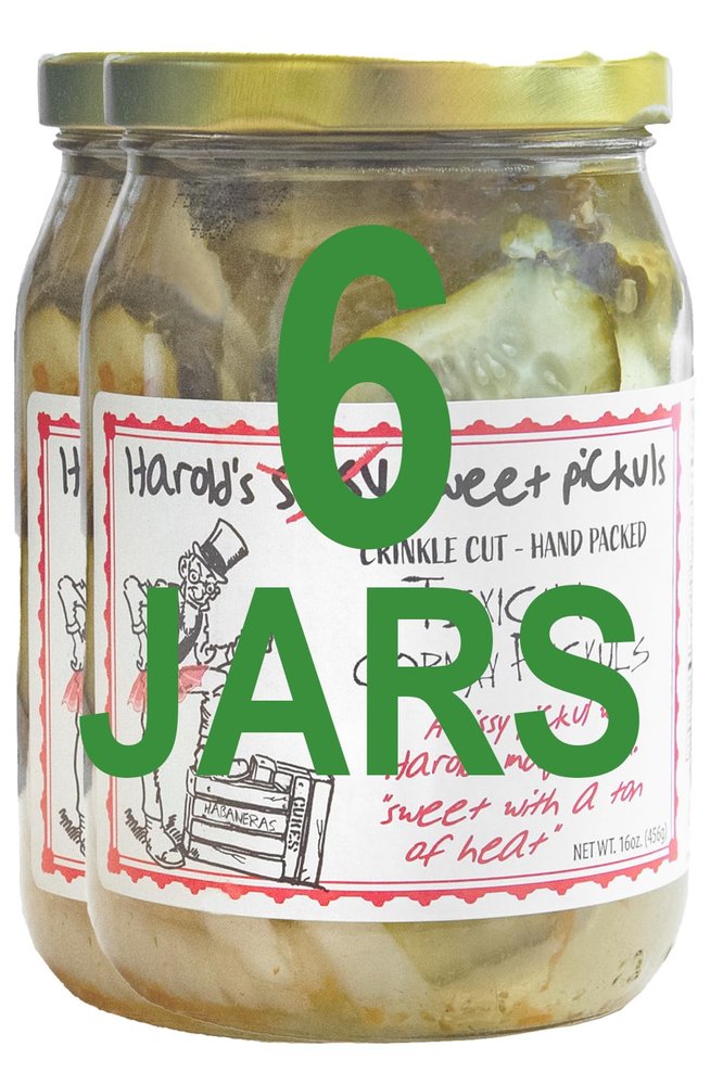 Harold's - Sissy Sweet Crickle Cut Pickle Slices - Sweet and Spicy Habanero Pickles and Onions - Zesty Bread and Butter Style Pickles - Made in Texas