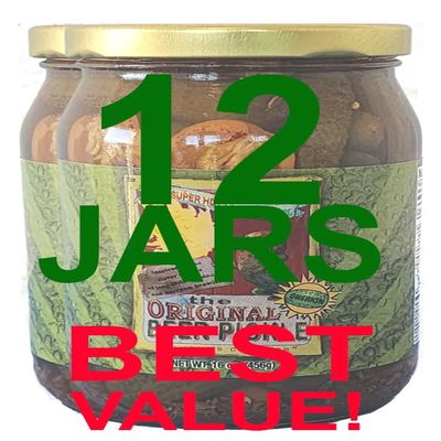 Harold's - The Original Beer Pickle Gherkins - Super Hot and Spicy Dill Pickle Gherkins Packed With Fresh Garlic and Habanero - Made in Texas