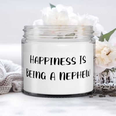 Nephew Gifts for Uncle, Happiness is Being A Nephew, Sarcastic Nephew Candle, from