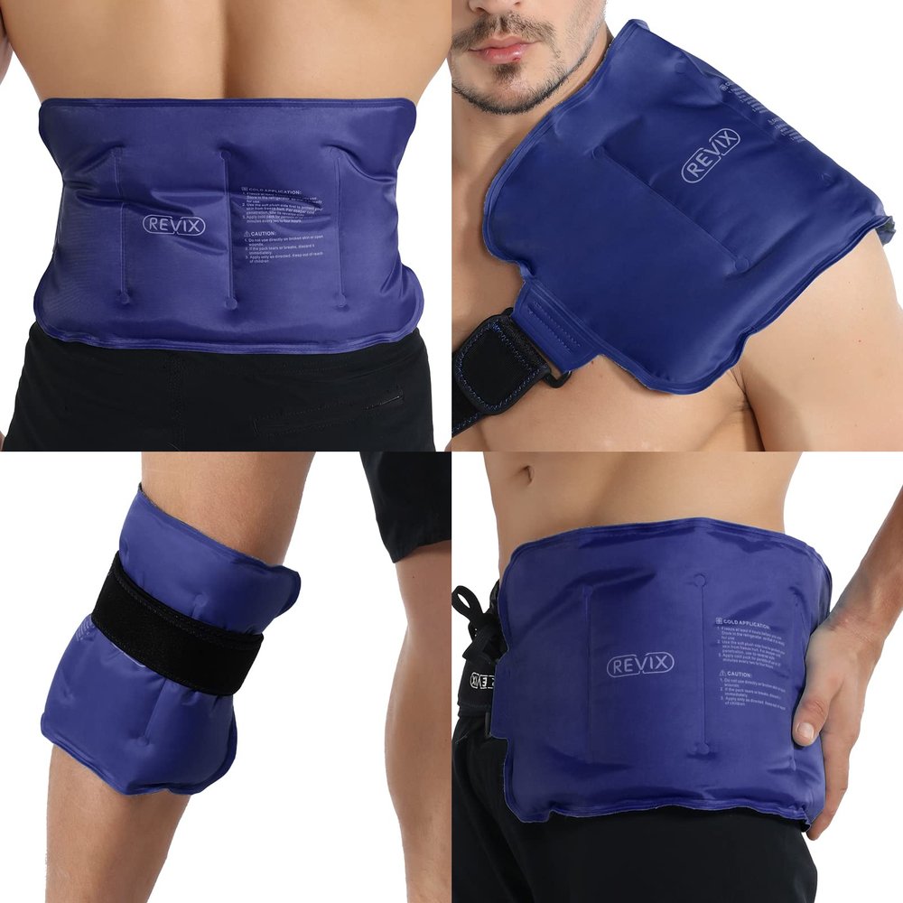 REVIX Ice Pack for Injuries Reusable Gel for Lower Back, Cold Packs for Back Shoulder, Elbow, Hip, Leg, Wrap Around Entire Knee, Soft Cold Compress,16  9" Navy
