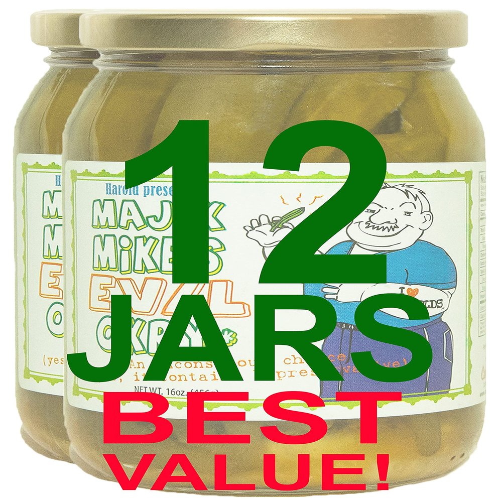 Harold's - Majik Mikes Evil Okra - Sweet and Spicy Okra - Made With Pickled Onion and Habanero - Made in Texas