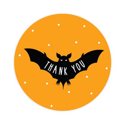 Andaz Press Halloween Thank You Stickers 2 Inch Round 40 Bulk Pack Bat Happy Halloween Stickers Labels for Kids Treat Bags Goodie Bags Toddler Treats Halloween Party Favors Envelopes