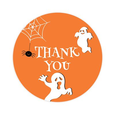 Andaz Press Halloween Thank You Stickers 2 Inch Round 40 Bulk Pack Scary Ghosts Happy Halloween Stickers Labels for Kids Treat Bags Goodie Bags Toddler Treats Halloween Party Favors Envelopes