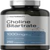 Horbaach Choline Bitartrate Supplement | 1000mg | 250 Capsules | High Potency | Non-GMO, Gluten Free view 1