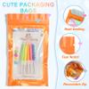 100 Pieces Smell Proof Mylar Resealable Bags, Holographic Packaging Bags, Resealable Odor Foil Pouch Zip Bags with Clear Window for Food Storage and Lipgloss, Jewelry Lash (Orange, 3.5 x 6.3 Inch) view 3