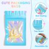 100 Pack Holographic Bags, Smell Proof Packaging Bags, Clear Window Resealable Odor Foil Pouch Mylar Bags for Food Storage and Lipgloss, Jewelry Lash (Blue, 2.4 x 3.9 Inch) view 3