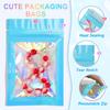 100 Pack Holographic Bags, Smell Proof Packaging Bags, Clear Window Resealable Odor Foil Pouch Mylar Bag for Food Storage and Lipgloss, Jewelry Lash (Blue, 3 x 4.7 Inch) view 3