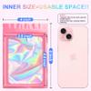100 Pack Holographic Bags,Smell Proof Packaging Bags, Clear Window Resealable Odor Foil Pouch Mylar Bag for Food Storage and Lipgloss, Jewelry Lash (Pink, 4 x 6 Inch) view 2