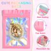100 Pack Holographic Bags,Smell Proof Packaging Bags, Clear Window Resealable Odor Foil Pouch Mylar Bag for Food Storage and Lipgloss, Jewelry Lash (Pink, 4 x 6 Inch) view 3