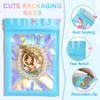 100 Pieces Smell Proof Mylar Bags, Holographic Packaging Bags, Resealable Odor Foil Pouch Zipper Bag with Clear Window for Food Storage and Lipgloss, Jewelry Lash (Blue, 4 x 6 Inch) view 3