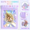 100 Pack Holographic Mylar Bags, Packaging Bags, Clear Window Resealable Odor Foil Pouch Bag for Food Storage and Lipgloss, Jewelry Lash (Purple, 4 x 6 Inch) view 3