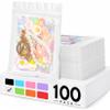 100 Pack Holographic Bags, Smell Proof Packaging Bag, Clear Window Resealable Odor Foil Pouch Mylar Bags for Food Storage and Lipgloss, Jewelry Lash (White, 2.4 x 3.9 Inch) view 1