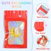 100 Pieces Smell Proof Mylar Bags, Holographic Packaging Bags, Resealable Odor Foil Pouch Zipper Bag with Clear Window for Food Storage and Lipgloss, Jewelry Lash (Red, 2.4 x 3.9 Inch) view 3