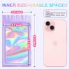 100 Pieces Smell Proof Mylar Resealable Bags, Holographic Packaging Bags, Resealable Odor Foil Pouch Zip Bag with Clear Window for Food Storage and Lipgloss, Jewelry Lash (Purple, 3.5 x 6.3 Inch) view 2