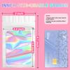 100 Pack Holographic Bags, Smell Proof Packaging Bags, Clear Window Resealable Odor Foil Pouch Mylar Bag for Food Storage and Lipgloss, Jewelry Lash (White, 3 x 4.7 Inch) view 2