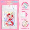 100 Pack Holographic Bags, Smell Proof Packaging Bags, Clear Window Resealable Odor Foil Pouch Mylar Bag for Food Storage and Lipgloss, Jewelry Lash (White, 3 x 4.7 Inch) view 3