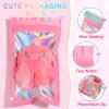 100 Pieces Smell Proof Mylar Resealable Bags, Holographic Packaging Bags, Resealable Odor Foil Pouch Zip Bags with Clear Window for Food Storage and Lipgloss, Jewelry Lash(Pink, 4.3 x 7.5 Inch) view 3