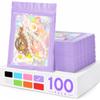 100 Pieces Smell Proof Mylar Bags, Holographic Packaging Bags, Resealable Odor Foil Pouch Zipper Bag with Clear Window for Food Storage and Lipgloss, Jewelry Lash (Purple, 3 x 4.7 Inch) view 1