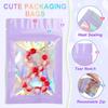 100 Pieces Smell Proof Mylar Bags, Holographic Packaging Bags, Resealable Odor Foil Pouch Zipper Bag with Clear Window for Food Storage and Lipgloss, Jewelry Lash (Purple, 3 x 4.7 Inch) view 3