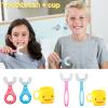 Goaupin 2 Pcs U-Shaped Manual Toothbrush for Kids(2-12Year), with a Toothbrushing Cup, U-Shape Portable Baby Food Grade Silicone Toothbrush ,Special Design for Toddlers/Children (B-2Pcs) view 2