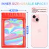 100 Pieces Smell Proof Mylar Bags, Holographic Packaging Bags, Resealable Odor Foil Pouch Zipper Bag with Clear Window for Food Storage and Lipgloss, Jewelry Lash (Red, 4 x 6 Inch) view 2