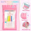 100 Pieces Smell Proof Mylar Resealable Bags, Holographic Packaging Bags, Resealable Odor Foil Pouch Zip Bag with Clear Window for Food Storage and Lipgloss, Jewelry Lash(Pink, 3.5 x 6.3 Inch) view 3