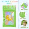 100 Pack Holographic Bags,Smell Proof Packaging Bags, Clear Window Resealable Odor Foil Pouch Mylar Bags for Food Storage and Lipgloss, Jewelry Lash(Green, 2.4 x 3.9 Inch) view 3