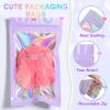 100 Pieces Smell Proof Mylar Resealable Bags, Holographic Packaging Bags, Resealable Odor Foil Pouch Zip Bags with Clear Window for Food Storage and Lipgloss, Jewelry Lash (Purple, 4.3 x 7.5 Inch) view 3