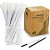 [400 Pack] Chunspak 5.75 inch Disposable Black Paper Cocktail Straws, Paper Bar Stirrers - Individually Wrapped view 1