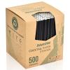 [500 Bulk] 5.75 inch Black Short Paper Straws, Stir Straws for Cocktail, Coffee, Mixed Drinks - Home, Bar and Restaurant Straws - 100% Biodegradable view 1