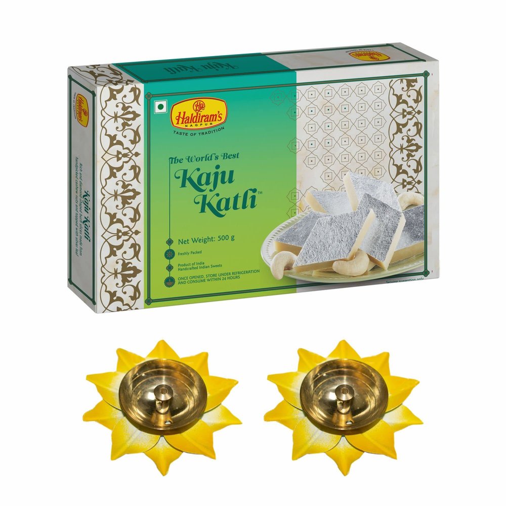 Haldiram's Nagpur Kaju Katli 250g with 2 Small Diya + Free Diwali Greeting