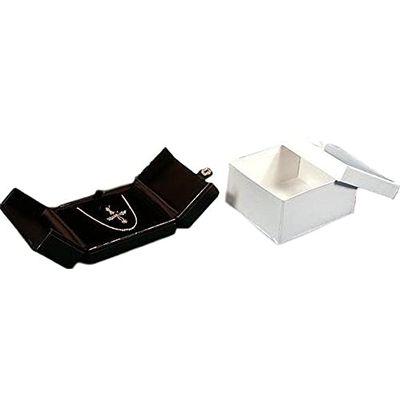 Pendant Snap Lid Gift Box Black Faux Leather 5 5/8"