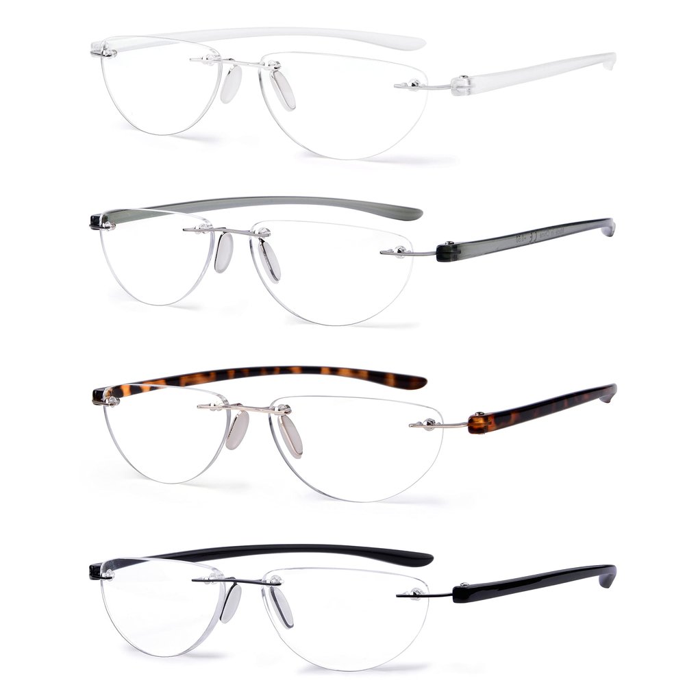 Eyekepper 4-pack Rimless Reading Glasses Women Men Half Moon Readers +0.50