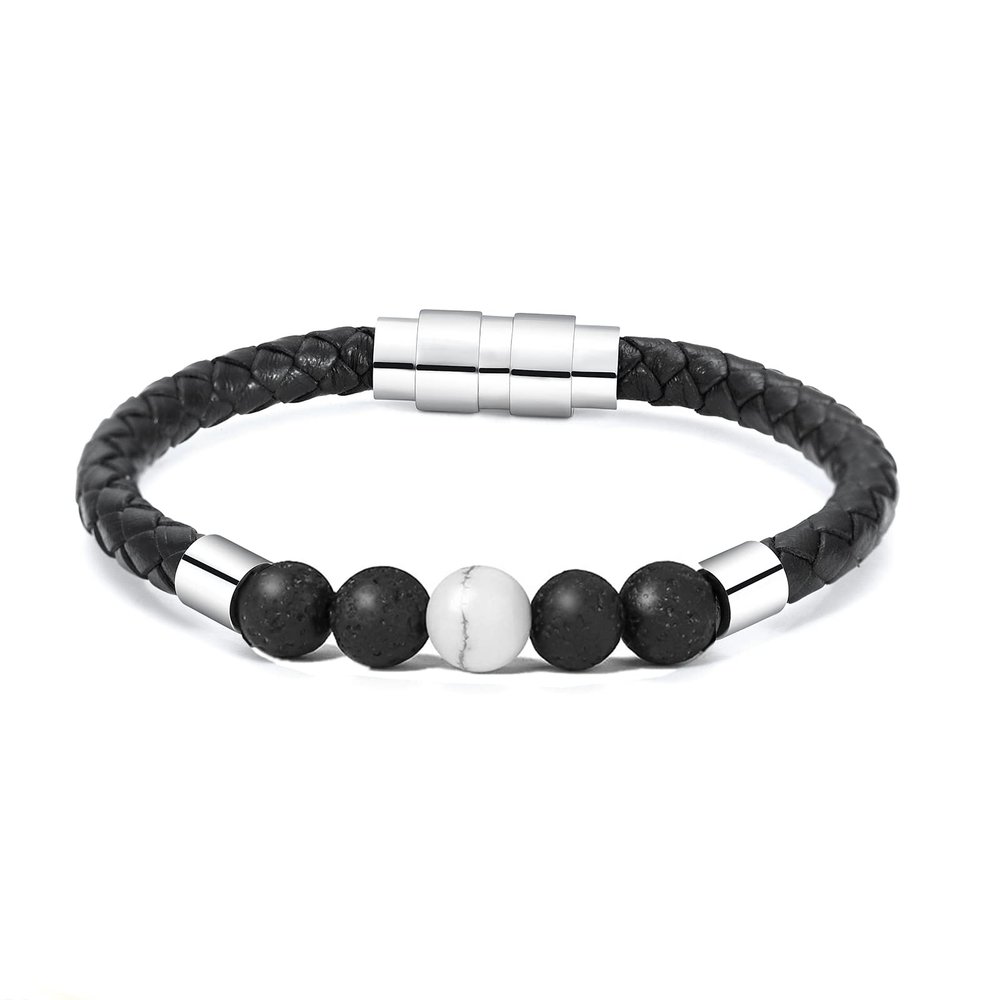 Yinplsmemory Men Cremation Jewelry Urn Bracelet for Ashes for Women Men Tiger Eye Lava Stone Stainless Steel Cylinder Urn Bracelet