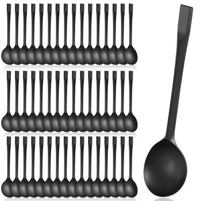 200 Pcs Plastic Soup Spoons Heavyweight Disposable Spoon Party Small Plastic Soup Spoons for Daily Use Wedding Birthday Home Party Picnics Restaurant Kitchen Summer Dessert Station Supplies(Black)