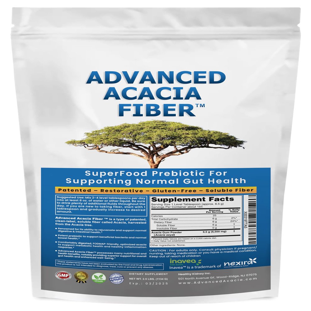 Advanced Acacia Fiber Powder 2.5 Ibs (40oz) Organic Soluble Fiber Leaky Gut Repair Powder. Natural Supplement Prebiotic for Gut Repair