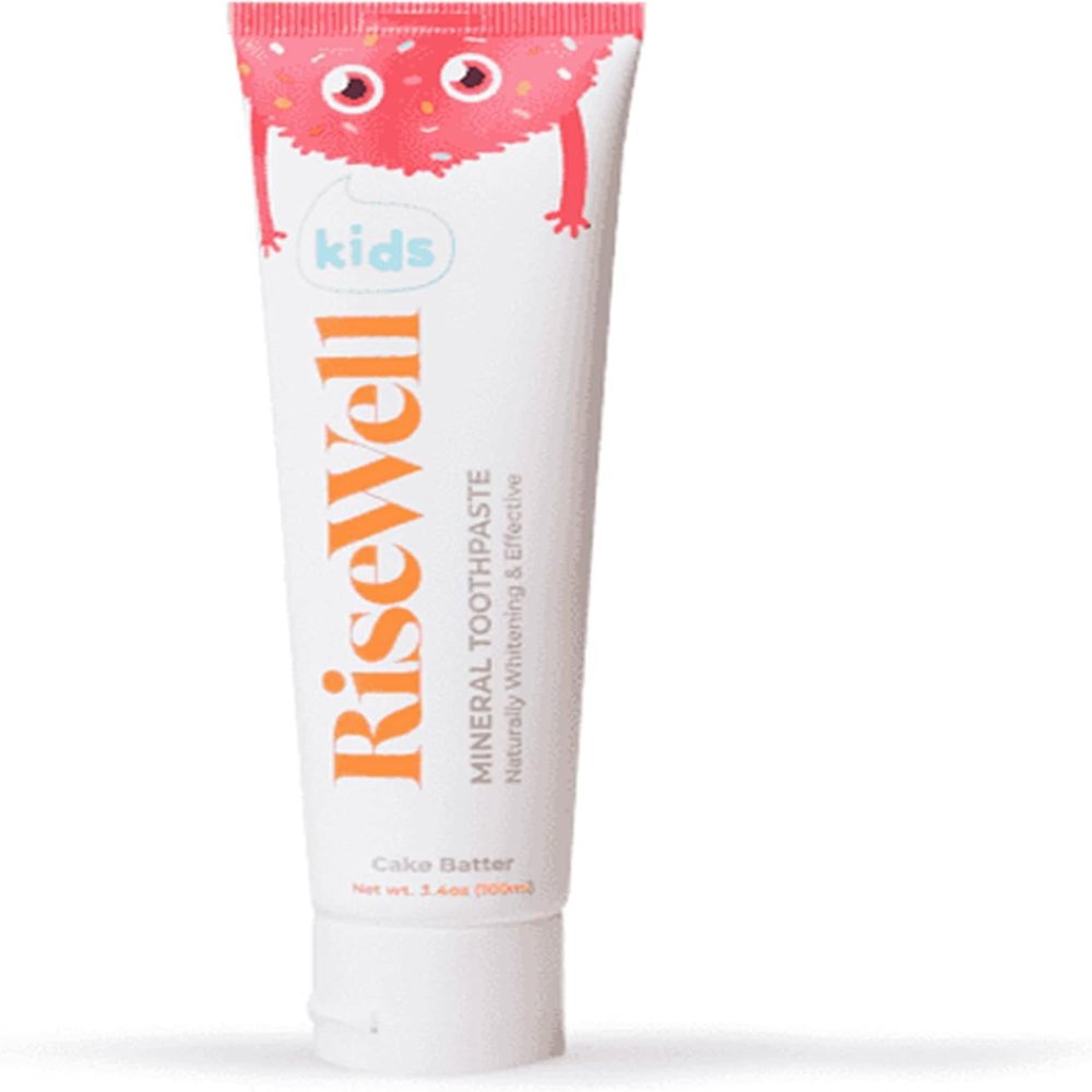 RiseWell Kids Mineral Toothpaste - Kids Hydroxyapatite Toothpaste with Xylitol for Teeth Protection - Made by Dentists, Safe to Swallow, No Added Fluoride and All Natural - Cake Batter Flavor, 3.4 Oz